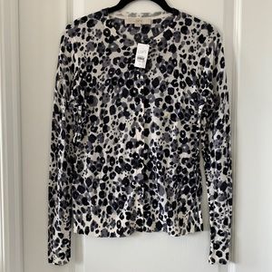 NWT LOFT Print Crewneck Long Sleeves Cardigan
